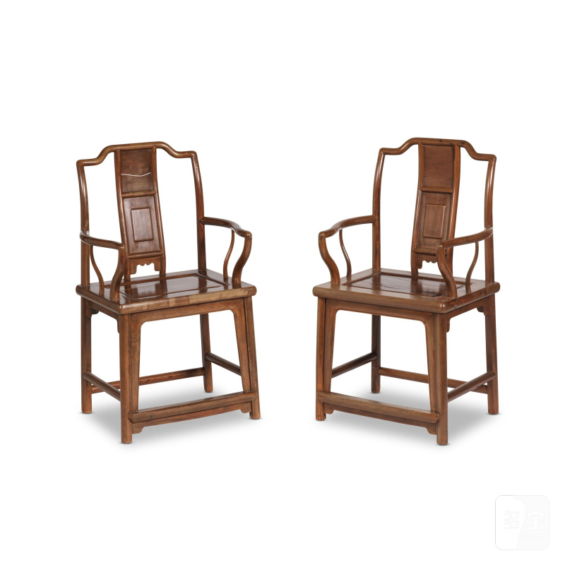 二十世紀 明式硬木南官帽椅一對 | PAIRE DE FAUTEUILS EN BOIS DE STYLE MING, NANGUANMAOYI